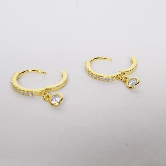 new! pave cz charm huggie gold earrings - Picture 8 of 9